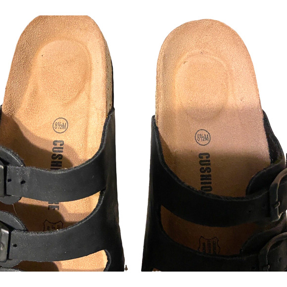 Cushionaire Leather Comfort Fit Sandal Navy Buckled Straps Size 8.5 M Adjustable - Picture 8 of 9